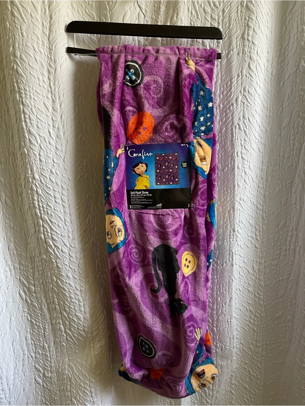Viral Coraline Purple Plush Throw Blanket 50 x 70 - NWT **